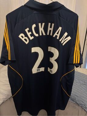 BECKHAM 23 Navy Soccer Jersey with Yellow Accents